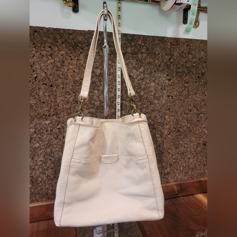 American Leather Co. Cream shoulder bag purse double handle SO SOFT!